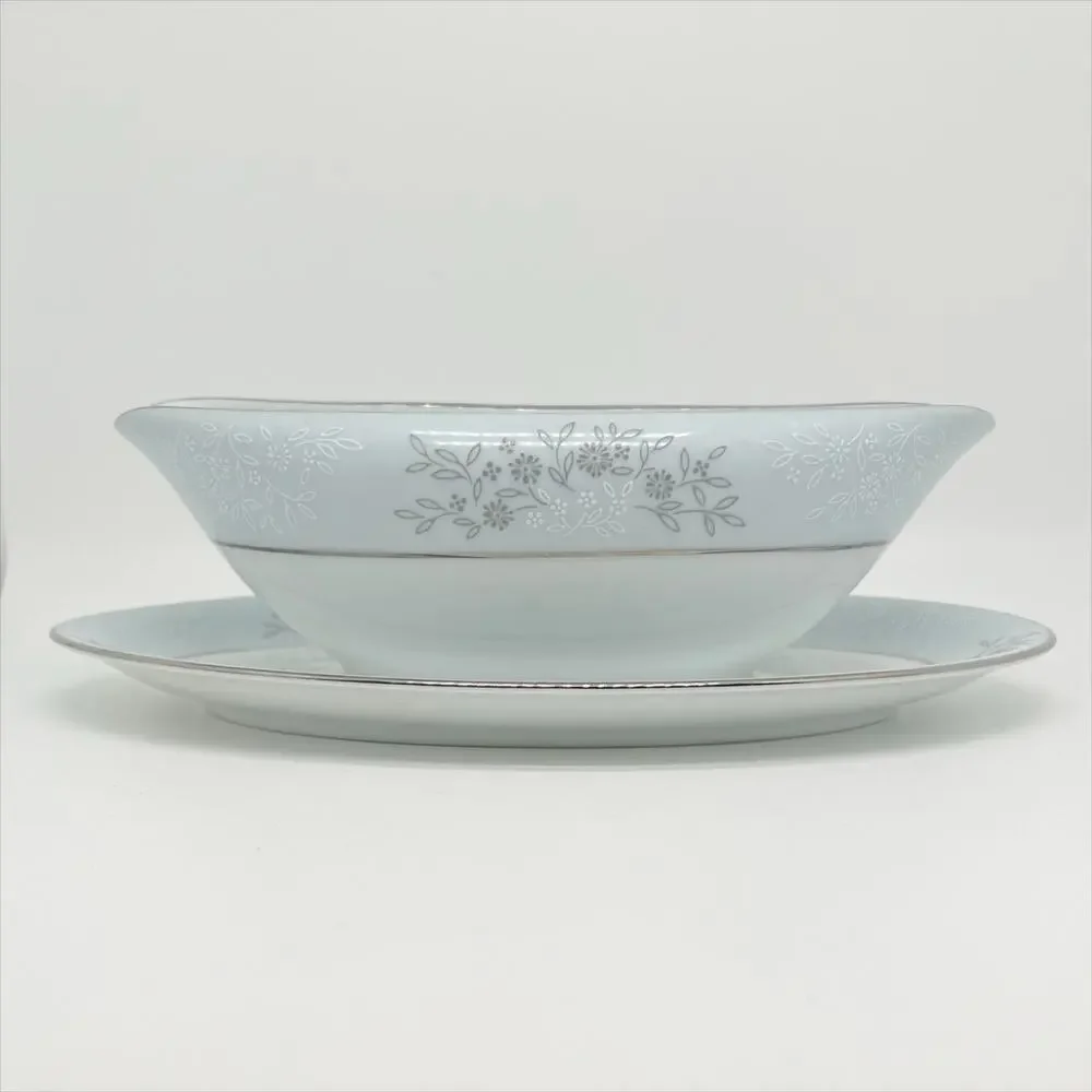 Vintage 1950s Noritake China Gravy Boat & Underplate Blueridge Pattern 5858
